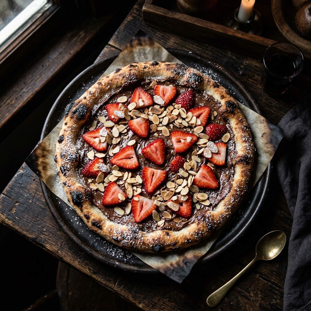 Pizza dulce Nutella con fresa